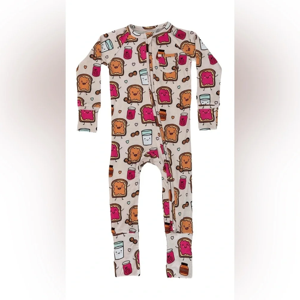 PB+GRAPE| ‘Peanut Butter Jelly’ Bamboo Footie Pajamas